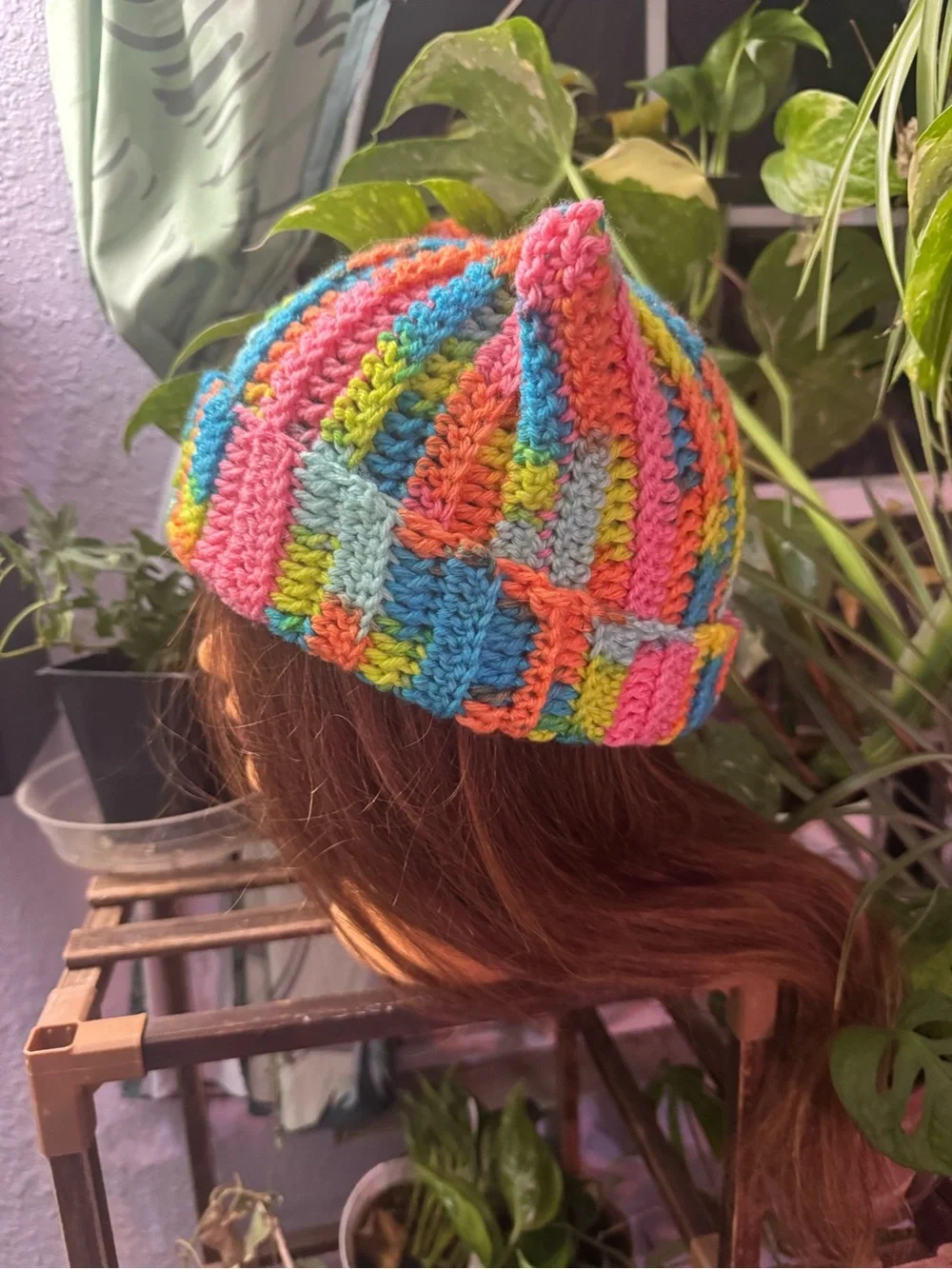 Handmade Multicolor Knit Cat Ear Beanie Hat